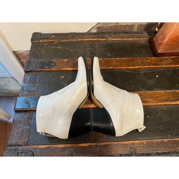 ZARA Embossed Croc White Western Cowboy Boots 37 - Picture 9 of 10